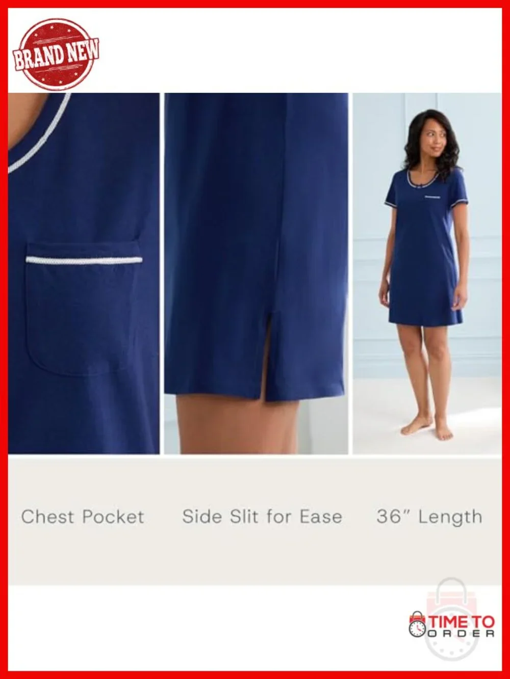 100% Cotton Short Sleeve Sleepshirt 2-Pack - Soft & Breathable Nightgown